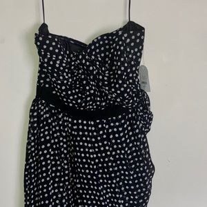 Strapless polka dot dress